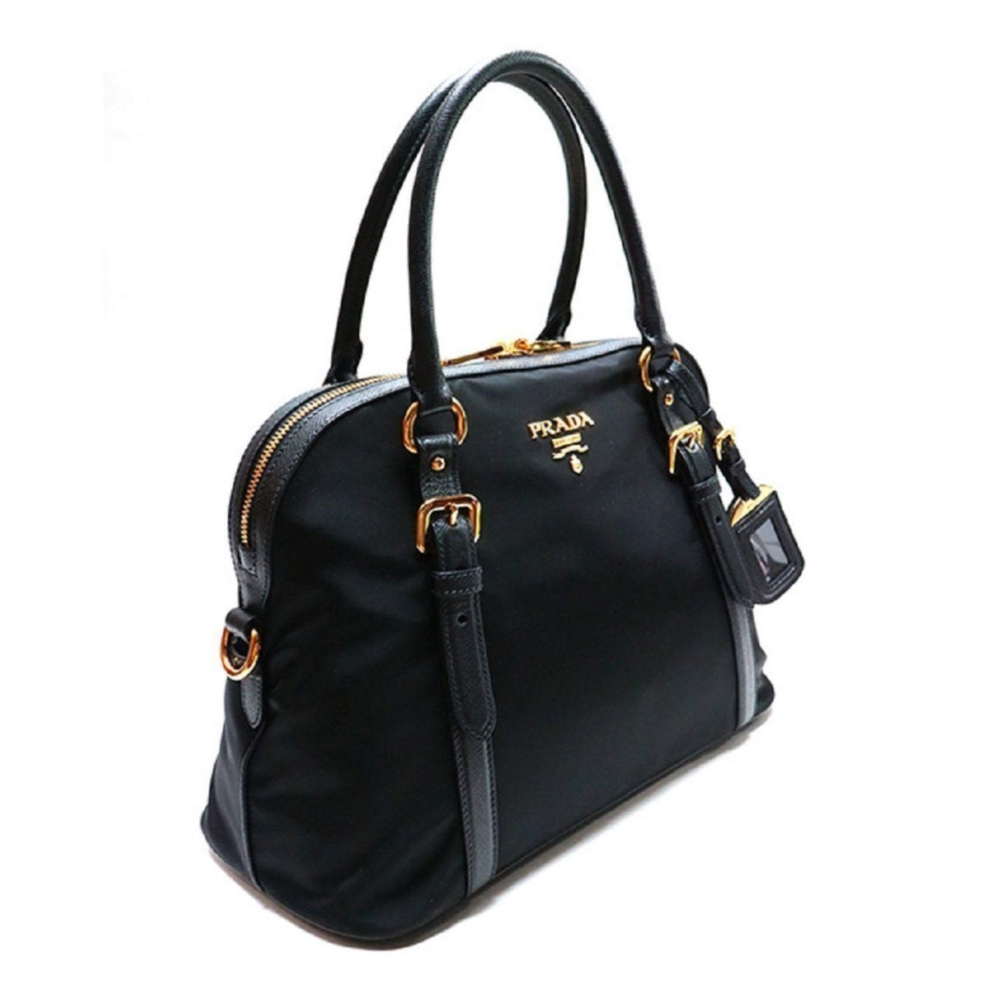 Prada Nylon & Saffiano Leather Satchel Bag - Elegant & Versatile -   Shop Bags LLC