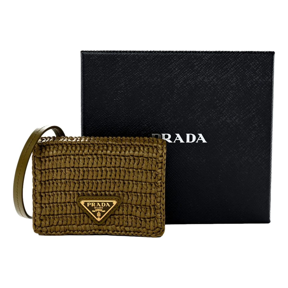 Prada Olive Green Crochet Raffia Mini Crossbody Bag - Luxury