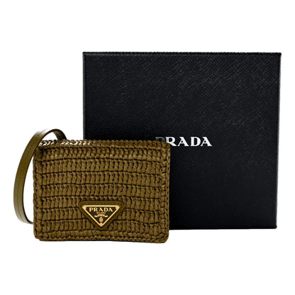Prada Olive Green Crochet Raffia Mini Crossbody Bag - Luxury