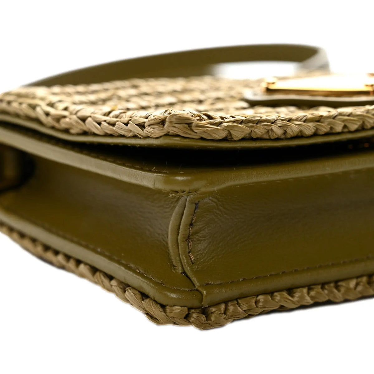 Prada Olive Green Crochet Raffia Mini Crossbody Bag - Luxury