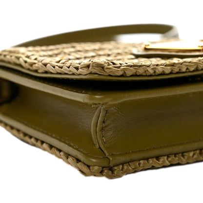 Prada Olive Green Crochet Raffia Mini Crossbody Bag - Luxury