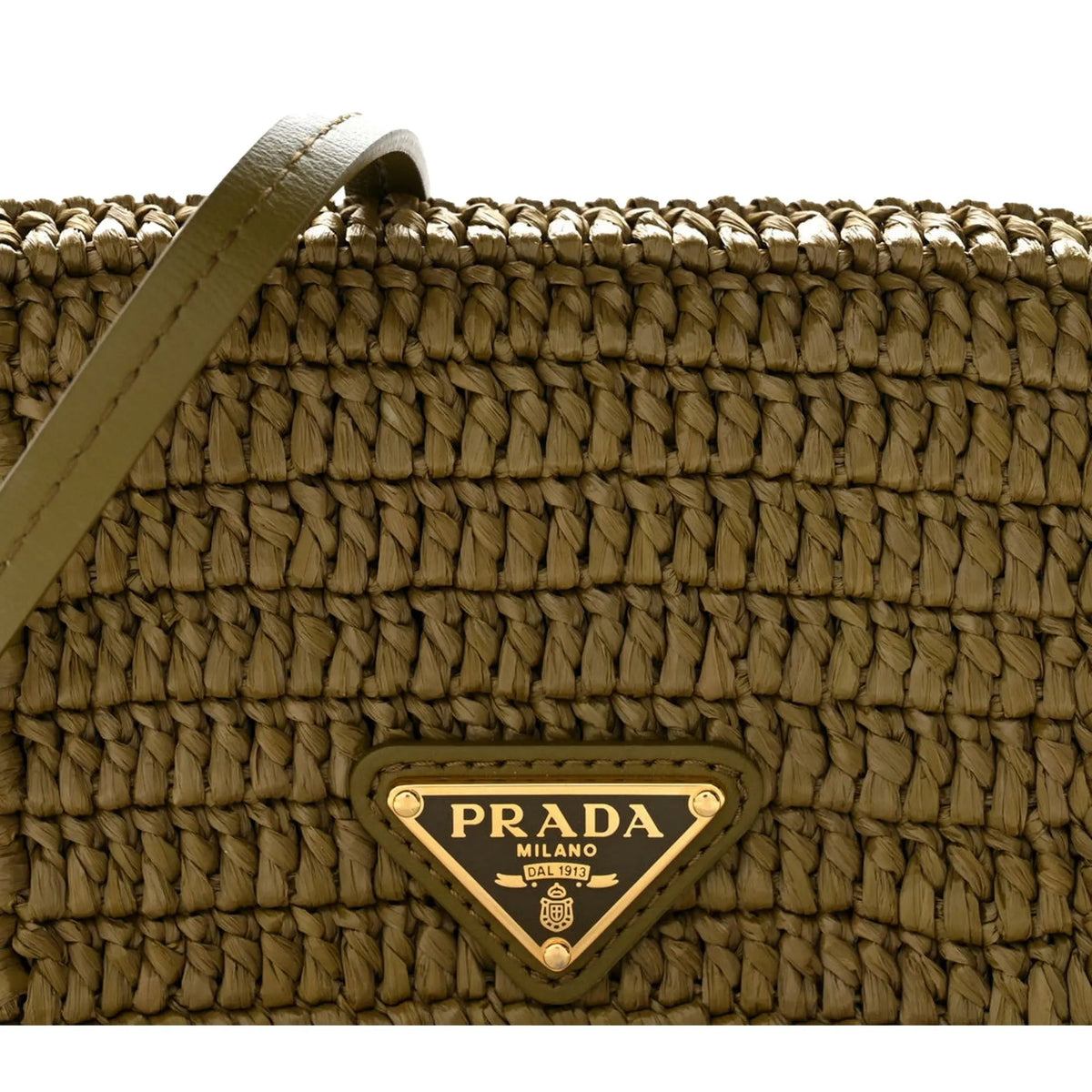 Prada Olive Green Crochet Raffia Mini Crossbody Bag - Luxury