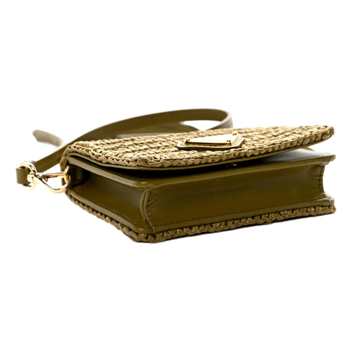 Prada Olive Green Crochet Raffia Mini Crossbody Bag - Luxury