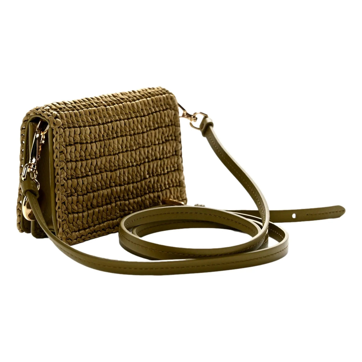 Prada Olive Green Crochet Raffia Mini Crossbody Bag - Luxury