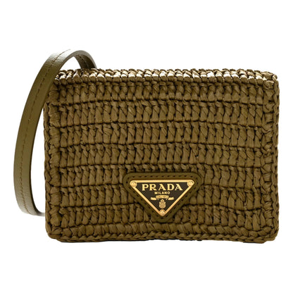 Prada Olive Green Crochet Raffia Mini Crossbody Bag - Luxury