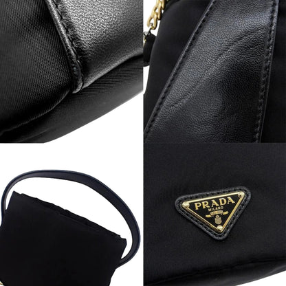 Prada Petit Sac Noir Mini Re-Nylon and Nappa Leather Bucket Bag Black