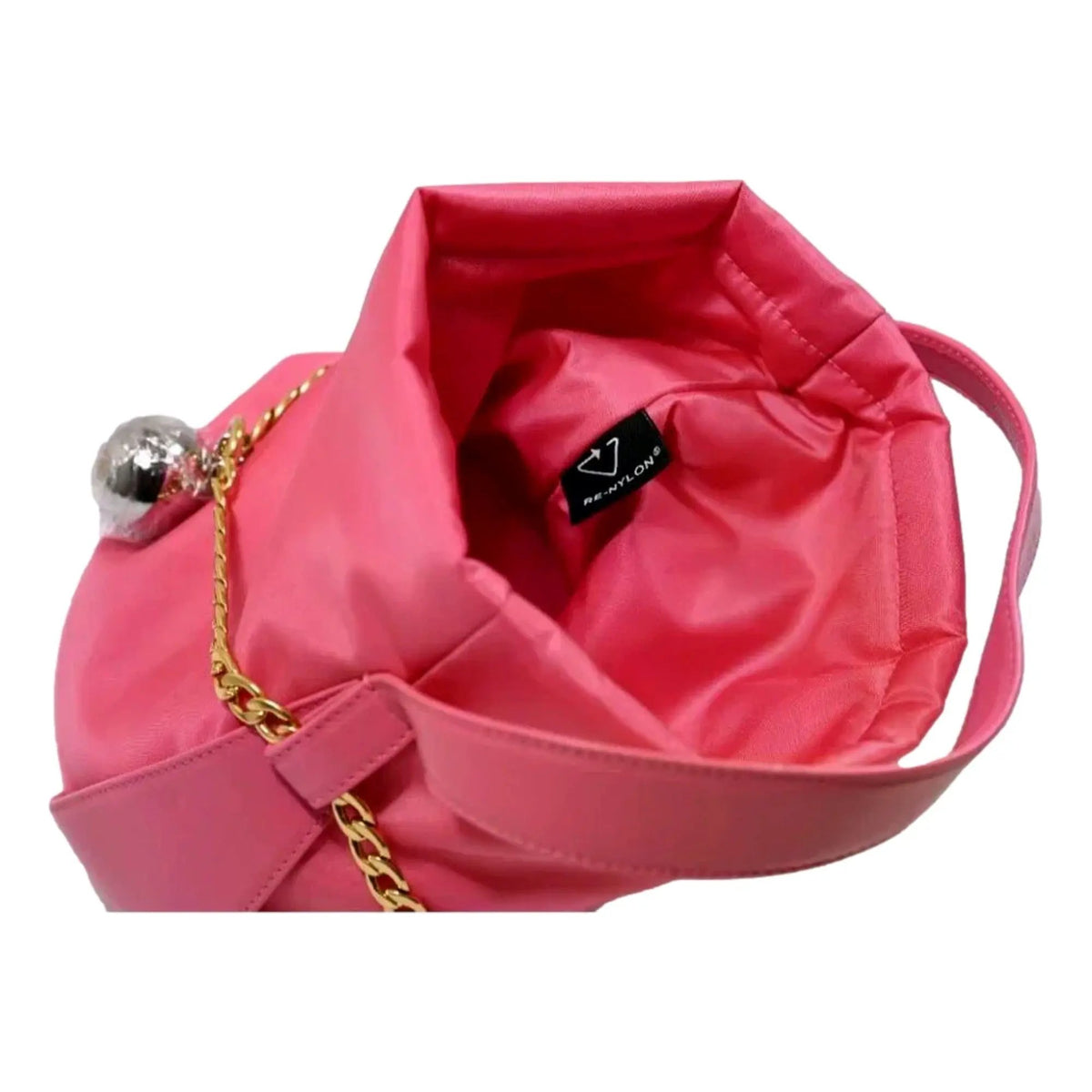 Prada Petit Sac Noir Mini Re-Nylon and Nappa Leather Bucket Bag Pink