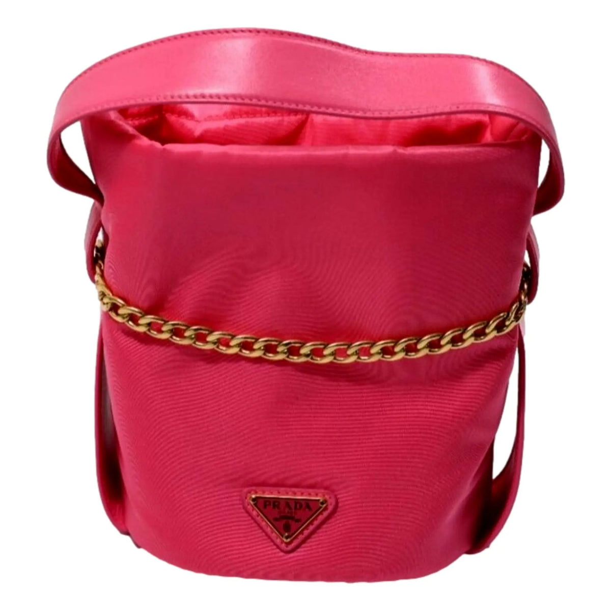 Prada Petit Sac Noir Mini Re-Nylon and Nappa Leather Bucket Bag Pink