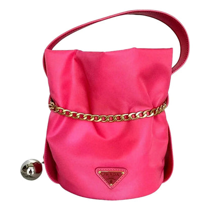 Prada Petit Sac Noir Mini Re-Nylon and Nappa Leather Bucket Bag Pink