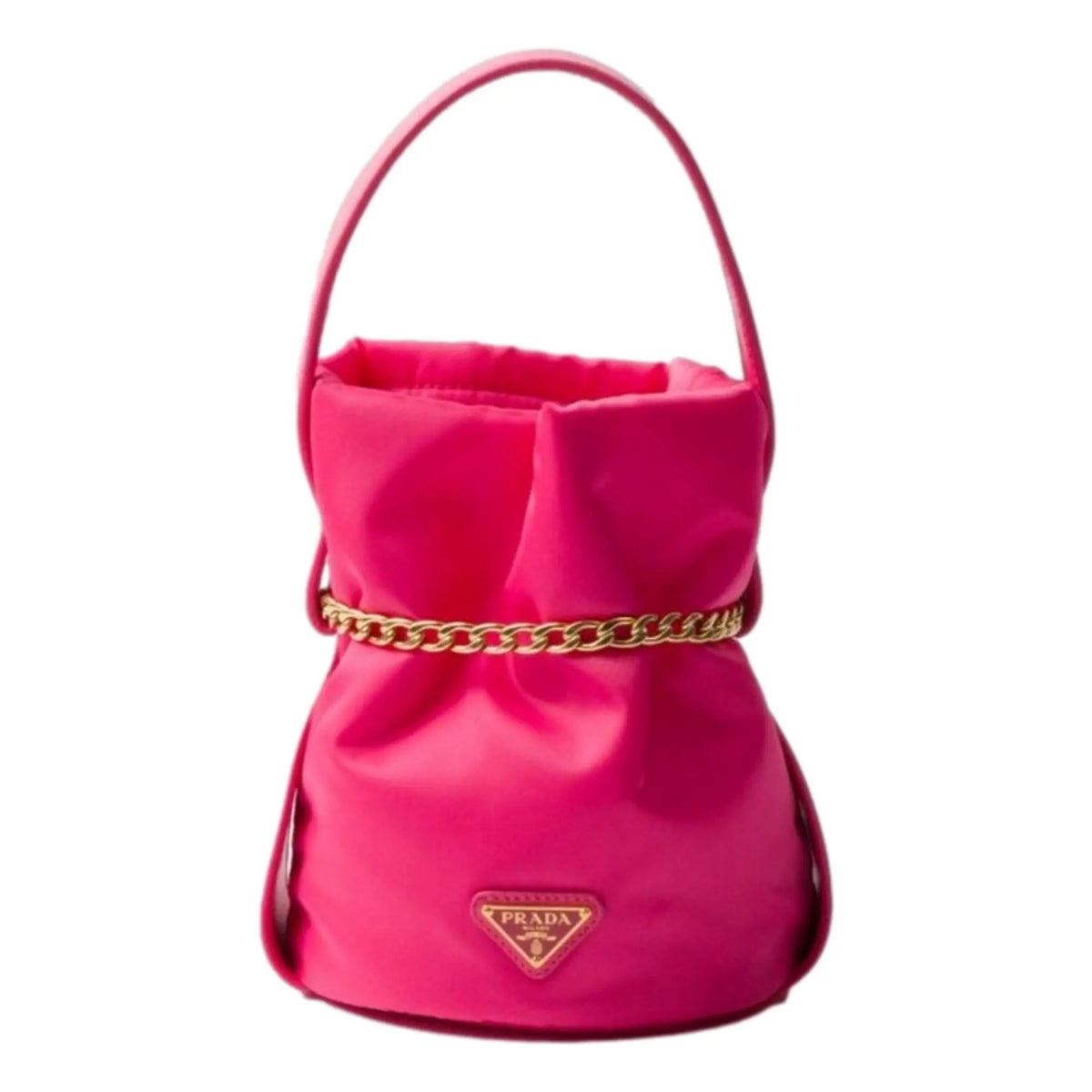 Prada Petit Sac Noir Mini Re-Nylon and Nappa Leather Bucket Bag Pink