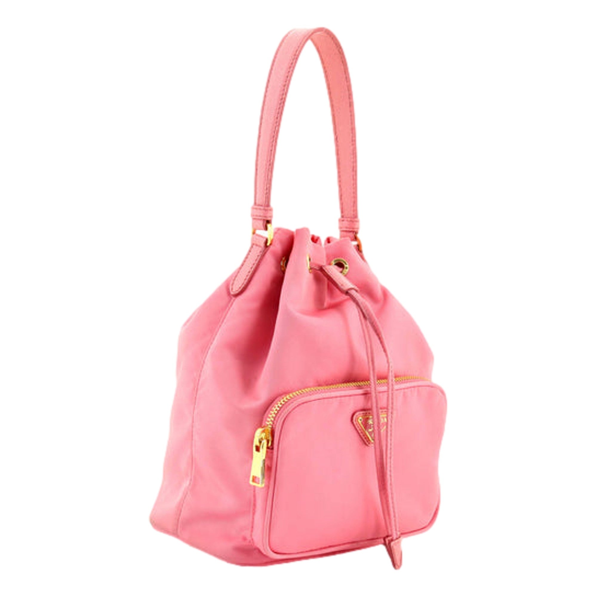 Prada Pink Bucket Bag: Stylish Saffiano Crossbody for Any Occasion -   Shop Bags LLC 