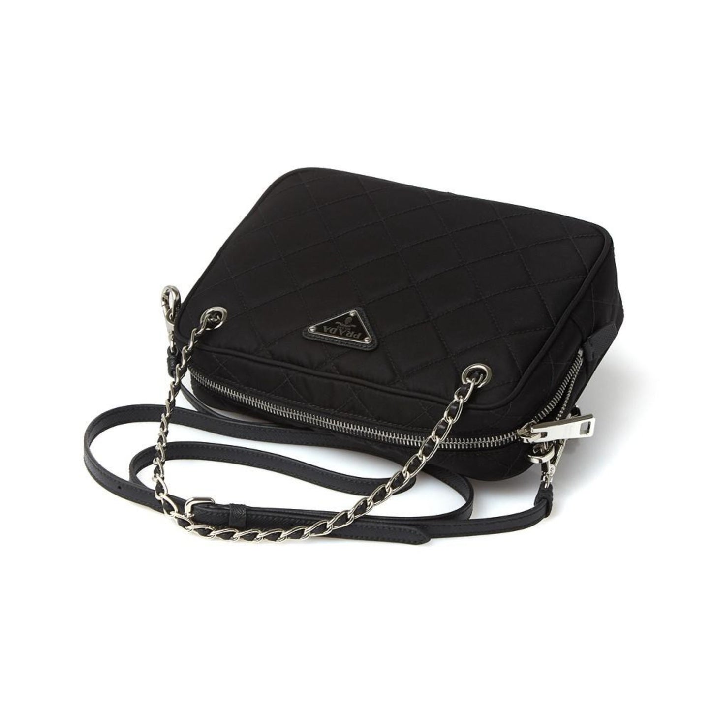 Prada Quilted Black Crossbody Bag - Trendy Nylon with Logo Charm -   Shop Bags LLC
