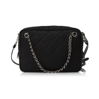 Prada Quilted Black Crossbody Bag - Trendy Nylon with Logo Charm -   Shop Bags LLC
