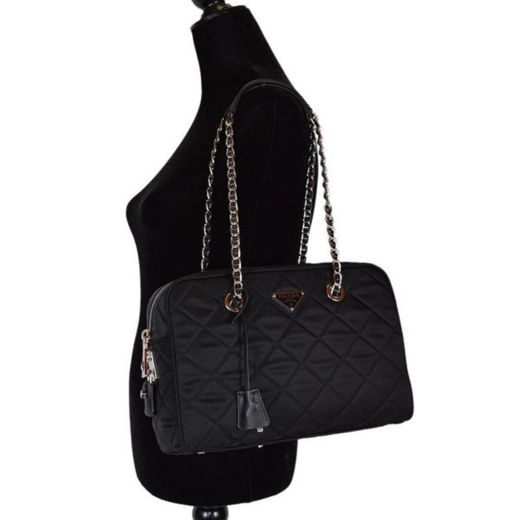 Prada Quilted Black Nylon Shoulder Bag - Luxury & Security Combined -   Shop Bags LLC