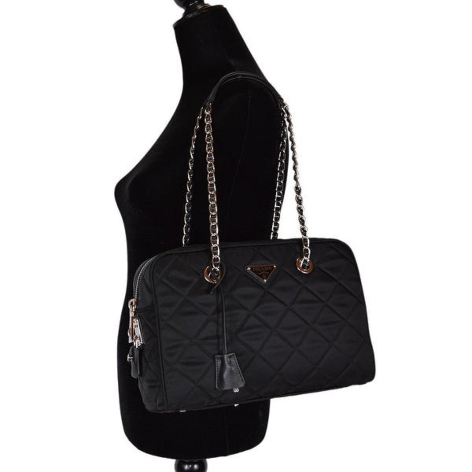 Prada Quilted Black Nylon Shoulder Bag - Luxury & Security Combined -   Shop Bags LLC
