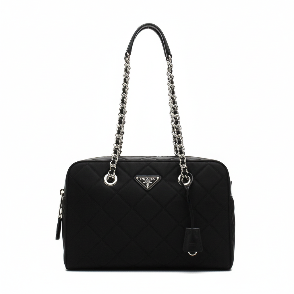 Prada Quilted Black Nylon Shoulder Bag - Luxury & Security Combined -   Shop Bags LLC
