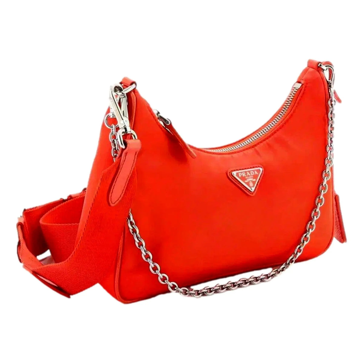 Prada Re-Edition 2005 Arancio Orange Nylon Saffiano Leather Shoulder Bag