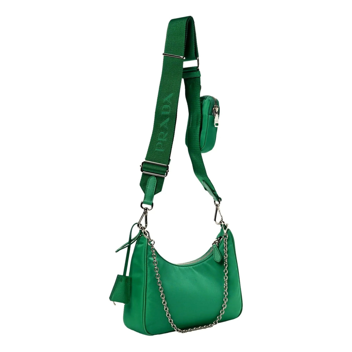 Prada Re-Edition 2005 Green Tessuto Nylon Chain Shoulder Bag
