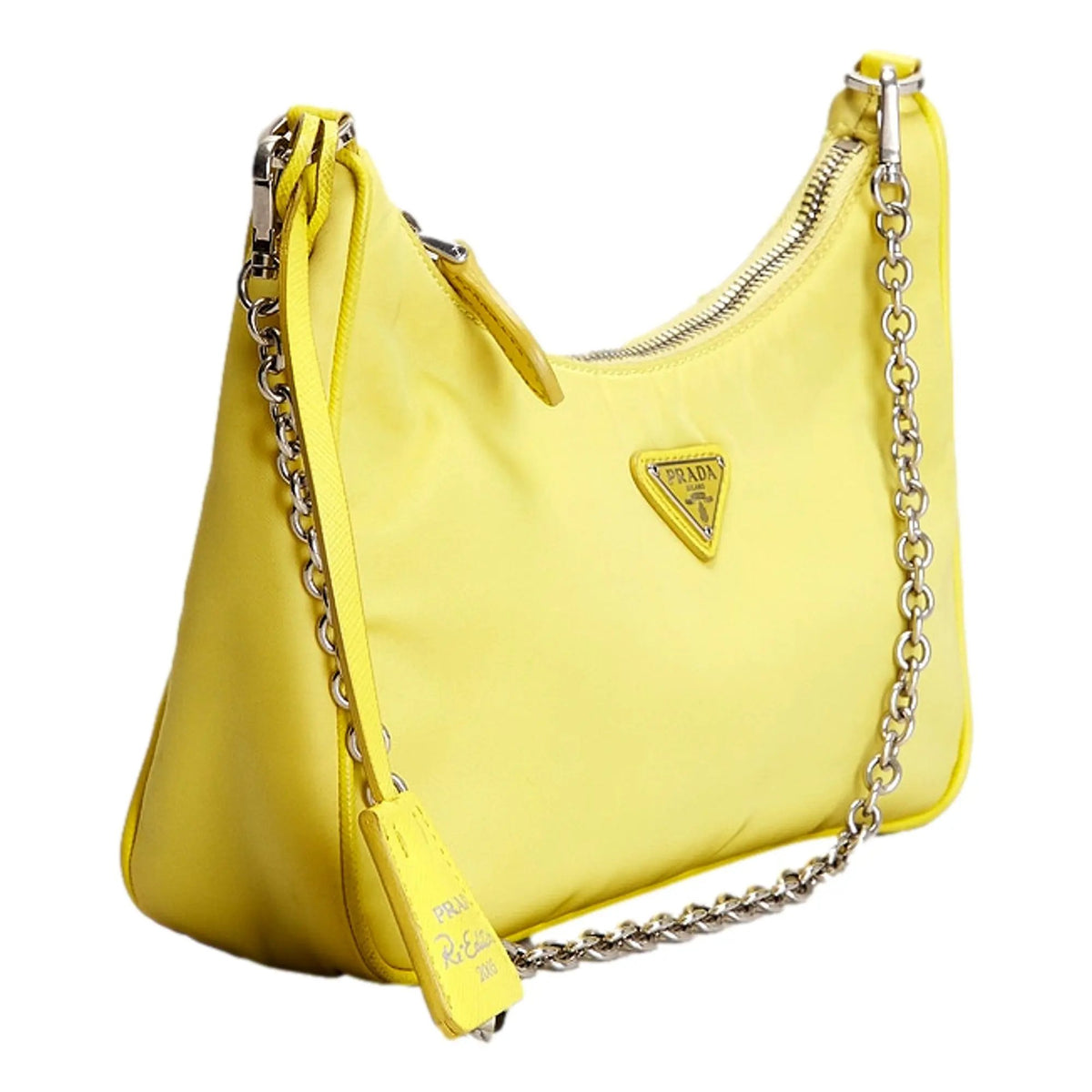 Prada Re-Edition 2005 Yellow Nylon Shoulder Bag with Pouch