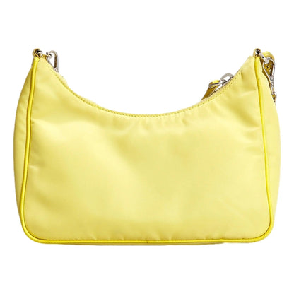 Prada Re-Edition 2005 Yellow Nylon Shoulder Bag with Pouch
