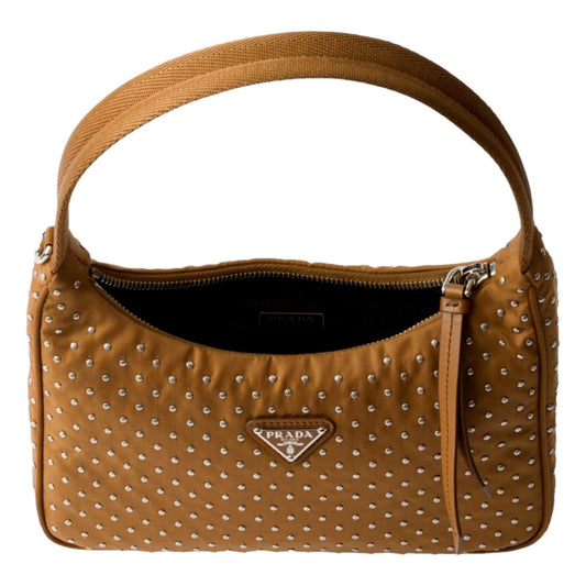 Prada Re-Edition Studded Nylon Mini Shoulder Bag – Brown