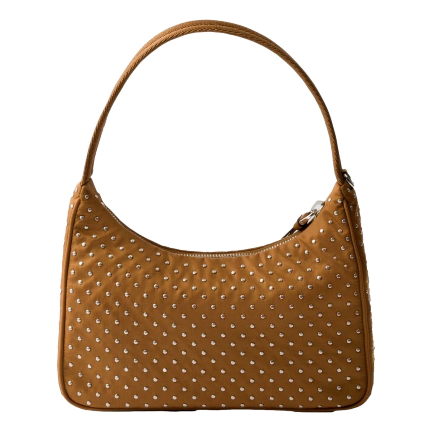 Prada Re-Edition Studded Nylon Mini Shoulder Bag in Brown with Silver Hardware -   Shop Bags LLC 