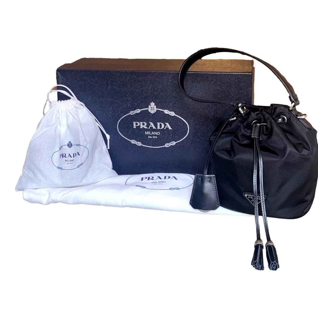Prada Re-Nylon Black Bucket Bag - Sustainable Luxury & Style -   Shop Bags LLC