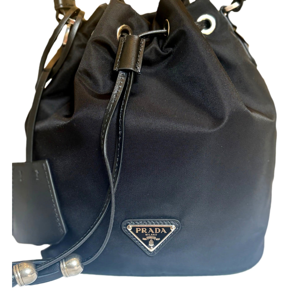 Prada Re-Nylon Black Bucket Bag - Sustainable Luxury & Style -   Shop Bags LLC