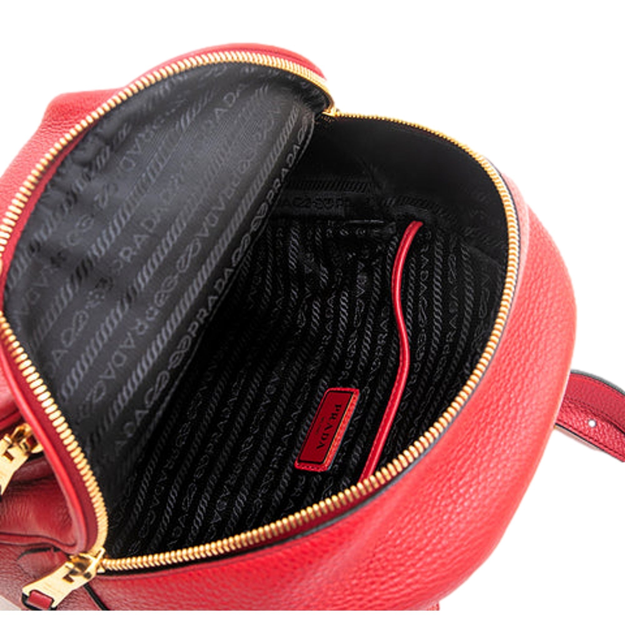 Prada Red Backpack - Stylish Front Pocket Luxury Backpack with Gold -   Shop Bags LLC 