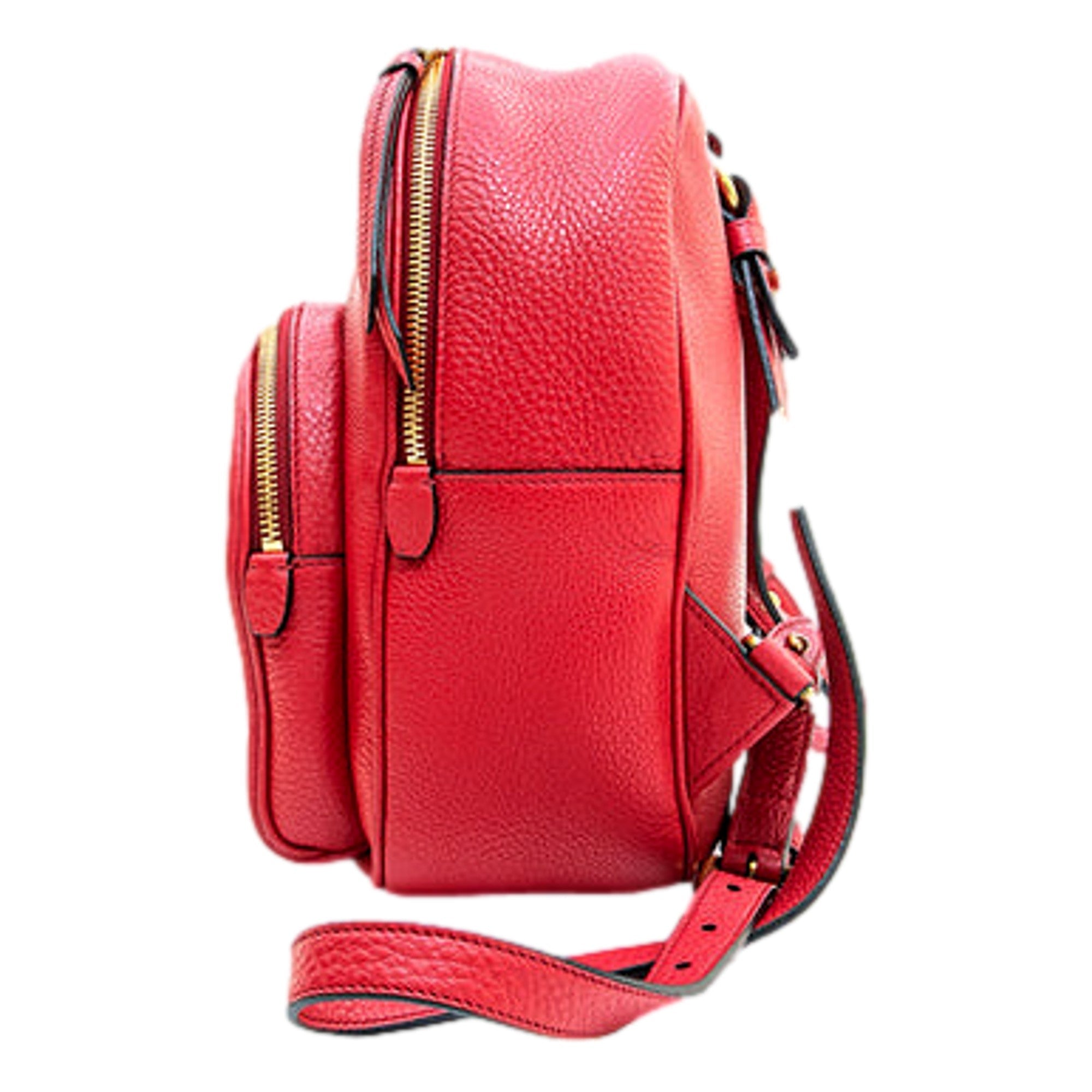 Prada Red Backpack - Stylish Front Pocket Luxury Backpack with Gold -   Shop Bags LLC 