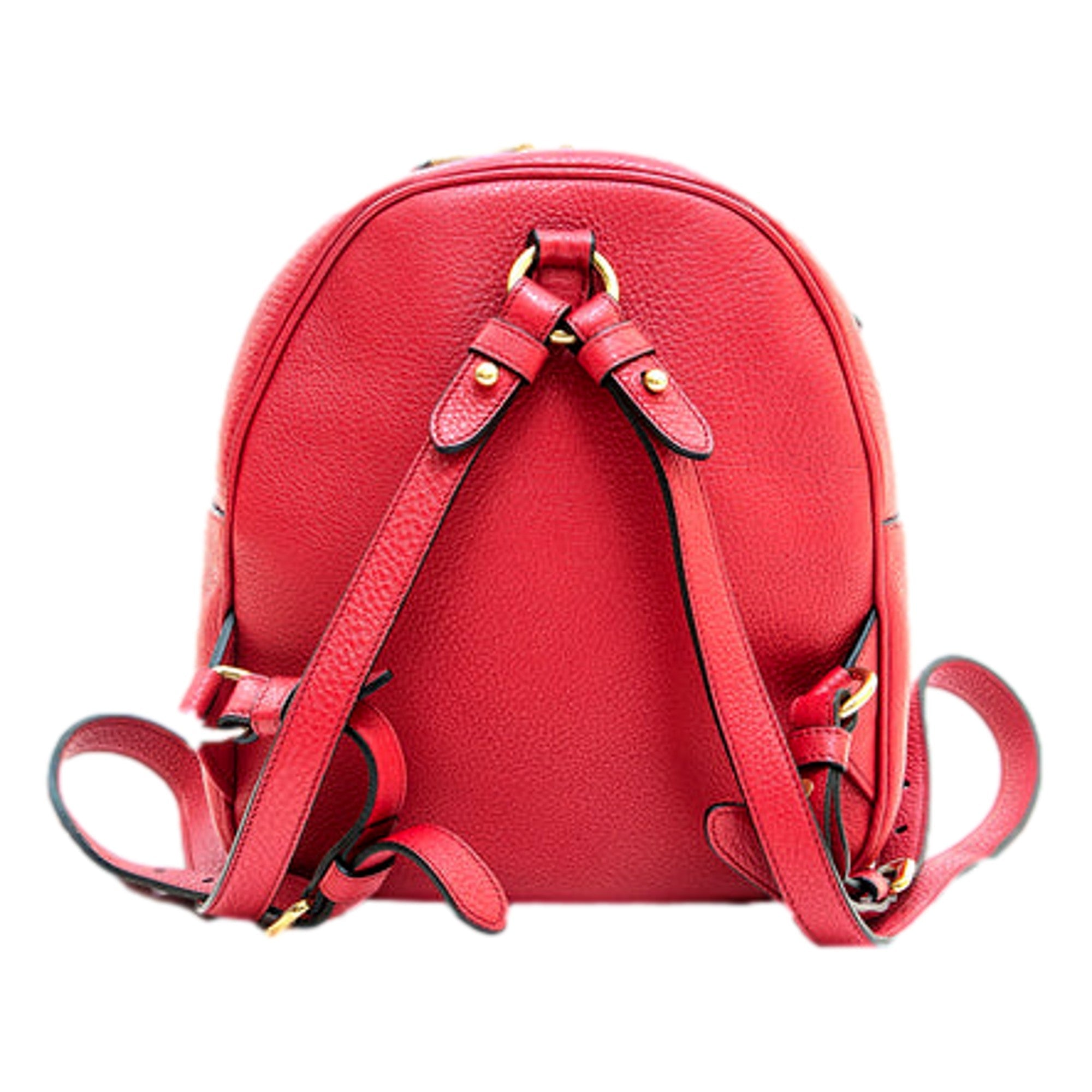Prada Red Backpack - Stylish Front Pocket Luxury Backpack with Gold -   Shop Bags LLC 