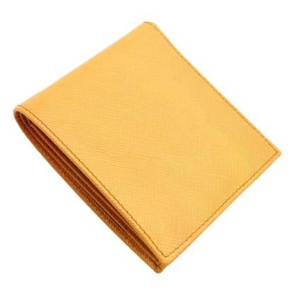 Prada Saffiano Leather Bifold Wallet with Coin Pocket Amber Orange