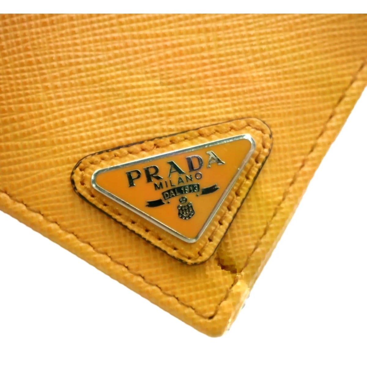 Prada Saffiano Leather Bifold Wallet with Coin Pocket Amber Orange