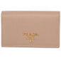 Prada Saffiano Leather Card Holder – Elegant Beige with Gold Logo -   Shop Bags LLC
