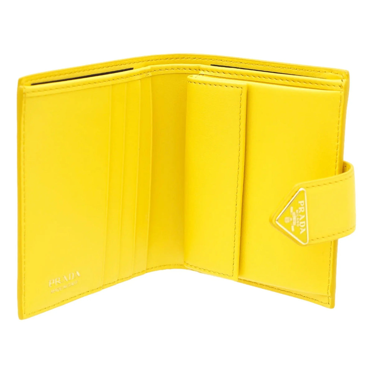Prada Saffiano Leather Snap Bifold Wallet - Vibrant Sole Yellow