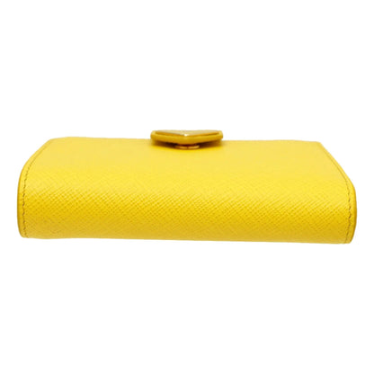 Prada Saffiano Leather Snap Bifold Wallet - Vibrant Sole Yellow