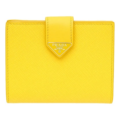 Prada Saffiano Leather Snap Bifold Wallet - Vibrant Sole Yellow