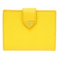 Prada Saffiano Leather Snap Bifold Wallet - Vibrant Sole Yellow