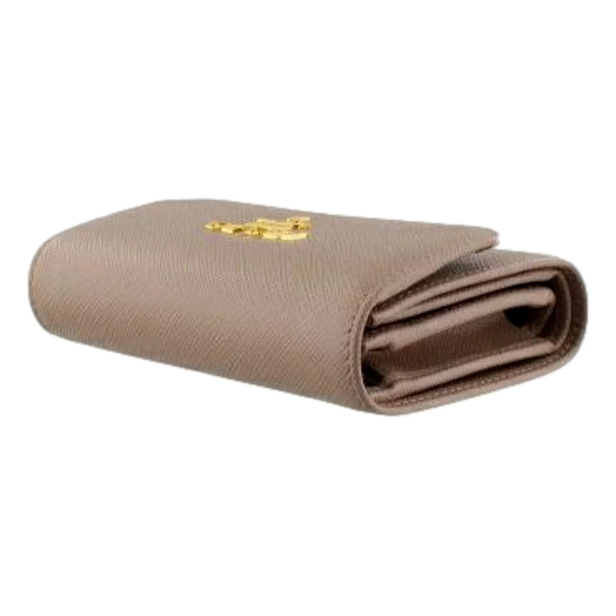 Prada Saffiano Leather Trifold Coin Zipper Card Snap Wallet Cipria Beige