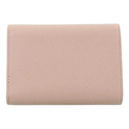 Prada Saffiano Leather Trifold Coin Zipper Card Snap Wallet Cipria Beige