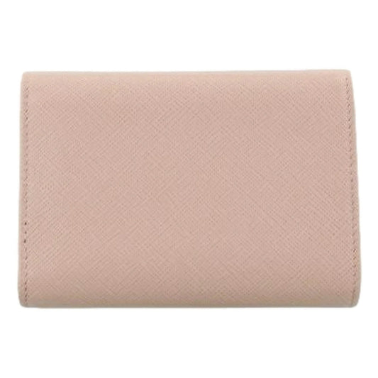 Prada Saffiano Leather Trifold Coin Zipper Card Snap Wallet Cipria Beige