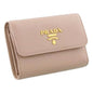 Prada Saffiano Leather Trifold Coin Zipper Card Snap Wallet Cipria Beige