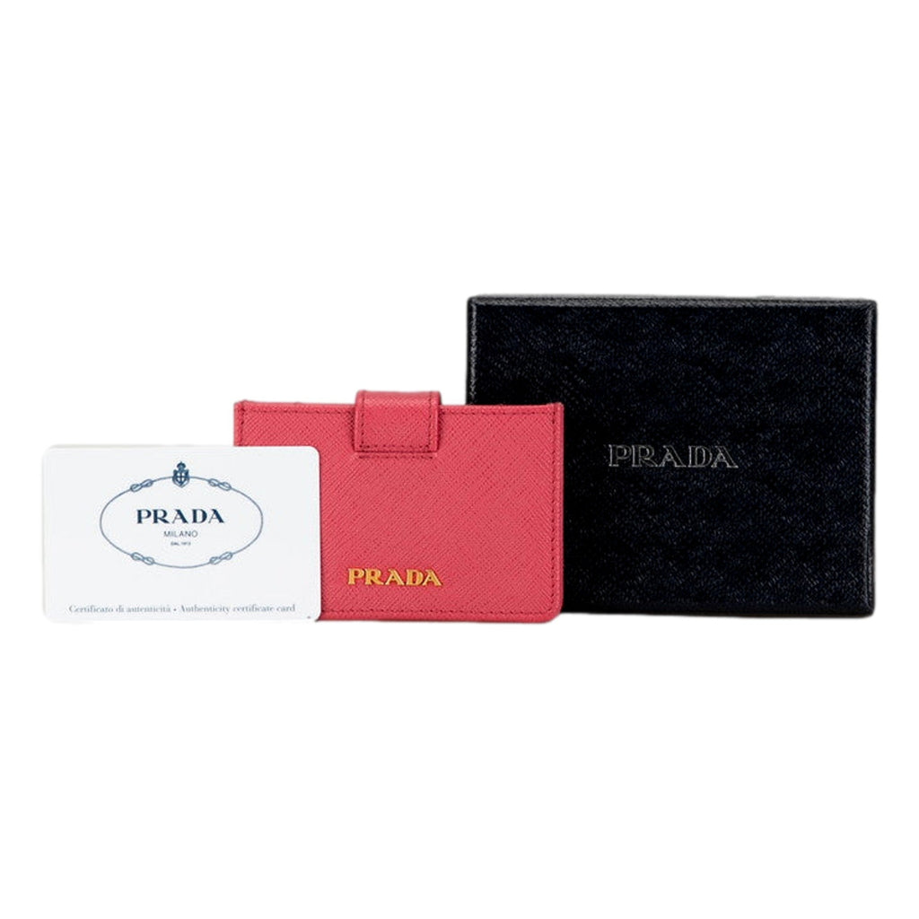 Prada Saffiano Leather Wallet - Stylish Card Case in Peonia Pink -   Shop Bags LLC 