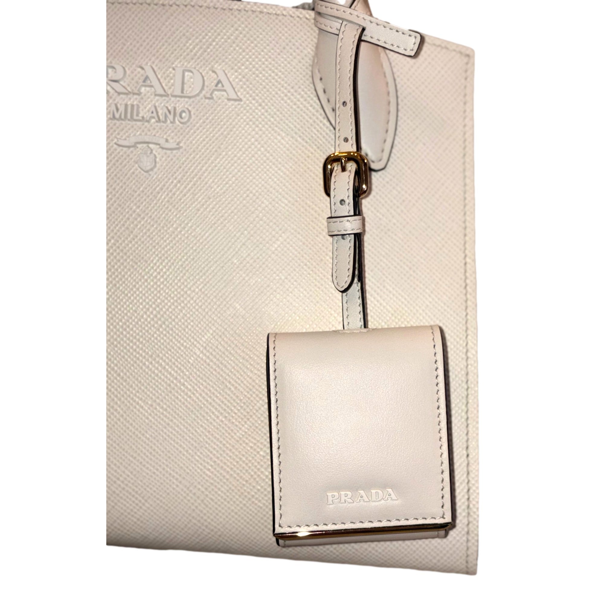 Prada Saffiano Leather White Handbag: Elegance & Luxury Redefined -   Shop Bags LLC