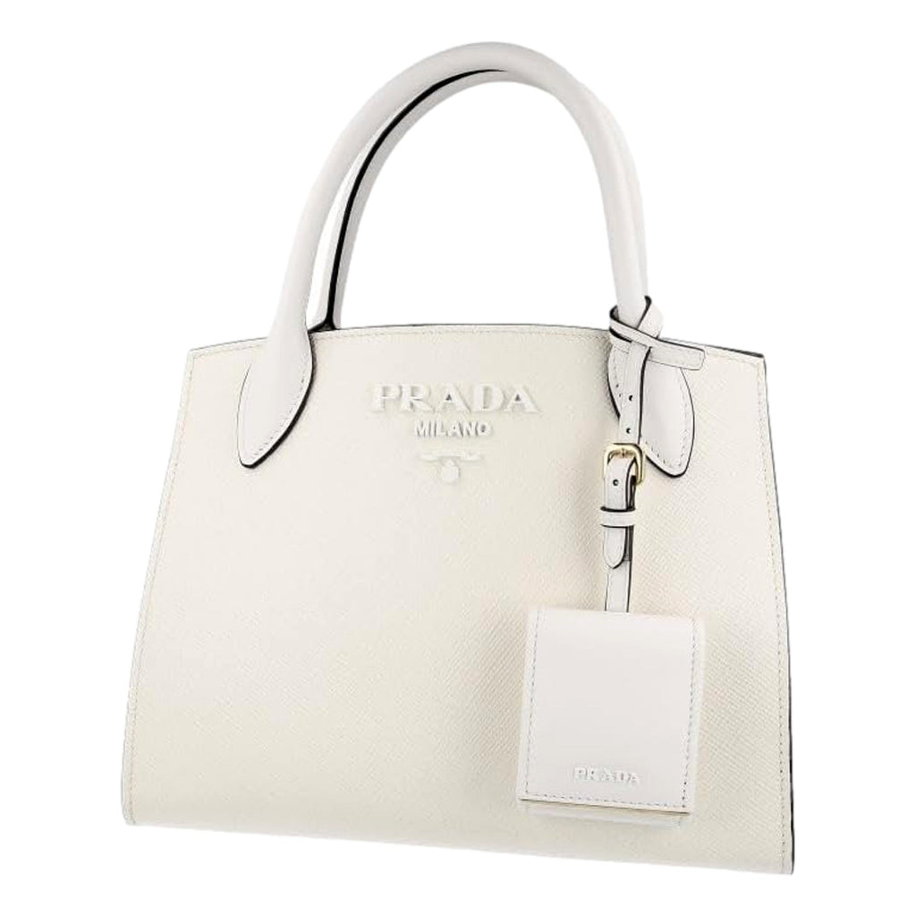 Prada Saffiano Leather White Handbag: Elegance & Luxury Redefined -   Shop Bags LLC