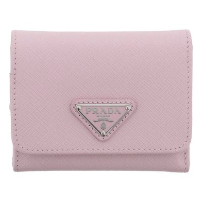 Prada Saffiano Light Pink Leather Wallet Coin Zipper Trifold Triangle Logo -   Shop Bags LLC 