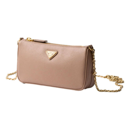 Prada Saffiano Mini Shoulder Bag: Elegant Beige Essential -   Shop Bags LLC