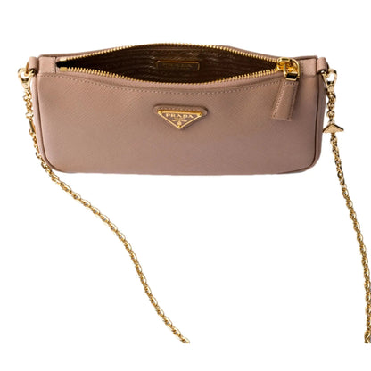 Prada Saffiano Mini Shoulder Bag: Elegant Beige Essential -   Shop Bags LLC