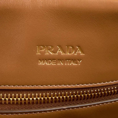 Prada Saffiano Soft Calfskin Top Handle Handbag Medium Caramel Brown -   Shop Bags LLC