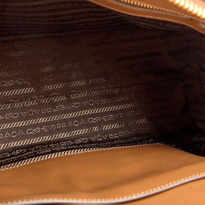 Prada Saffiano Soft Calfskin Top Handle Handbag Medium Caramel Brown -   Shop Bags LLC